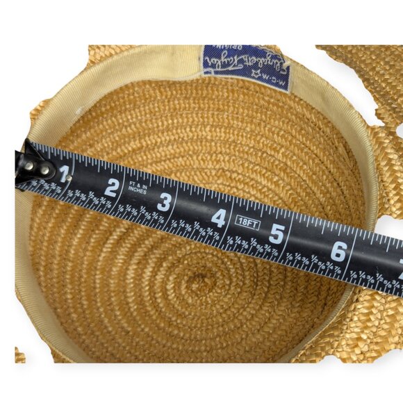 Vintage MGM Elizabeth Taylor Original Child Straw & Floral Hat Black Velvet Trim - Picture 8 of 13